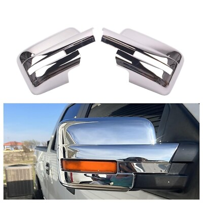 #ad 2PCS Chrome Full Mirror Covers For 09 14 Ford F 150 W Turn Signal Light Hole $42.89
