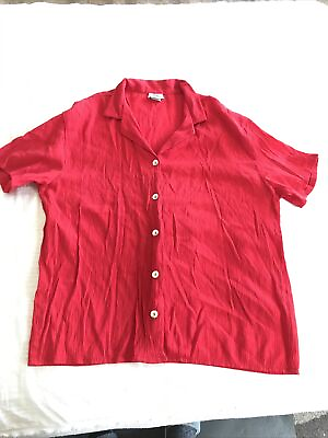 #ad SPORT SAVY ladies red vintage shirt crinkled stretch blouse LARGE 42” chest $10.12