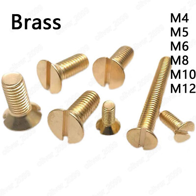 #ad Brass Slotted Countersunk Flat Head Screws M4 M5 M6 M8 M10 M12 $84.95