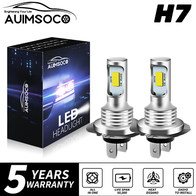 #ad H7 LED Headlight Bulbs Conversion Kit High Low Beam 8000K Super White Bright $19.99