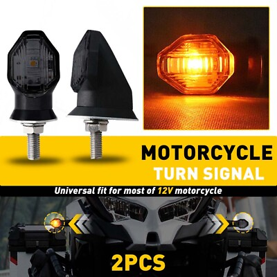#ad 2x amber Smoke Mini Motorcycle Turn Signal LED Indicator Light Lamp For Honda GBP 11.24
