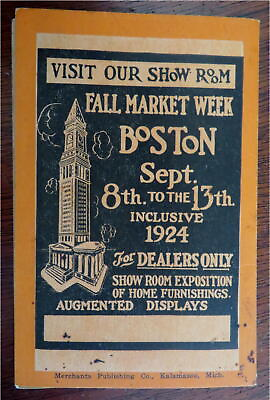 #ad Boston Fall Market Road Map 1924 vintage advertising auto travel pocket map $135.00