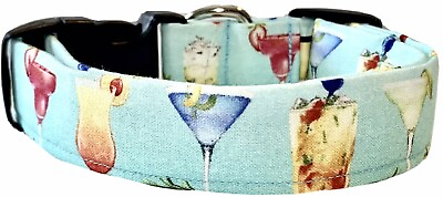 #ad Big Tropical Drinks On Aqua Handmade Dog Collar $12.99