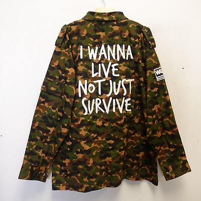 #ad Mens Military Jacket Army Green Camo 4XL I Wanna Live Not Just Survive Weallin $98.88