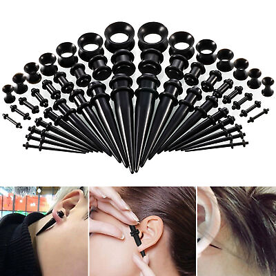 #ad 50pcs Gauges Stretching Steel Ear Taper Stretcher Tunnel Plugs Expander Kit US $9.57