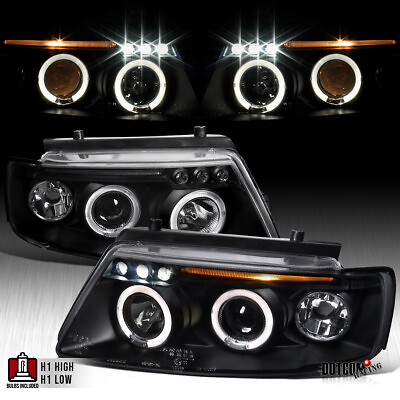 #ad Fit 1997 2000 Volkswagen Passat LED Halo Black Projector Headlights Lamps 97 00 $136.99