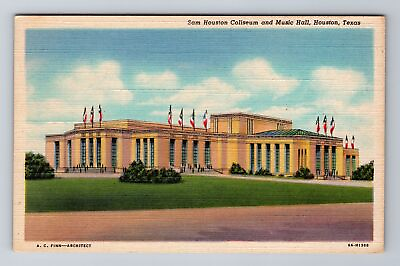 #ad Houston TX Texas Sam Houston Coliseum Music Hall Antique Vintage Postcard $7.99
