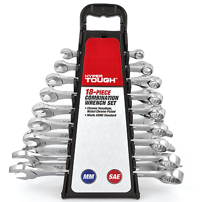#ad Hyper Tough 18 Piece Combination Wrench Set Metric amp; SAENew $14.28