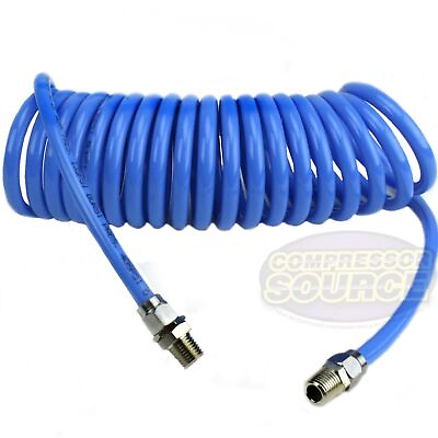 #ad Premium 1 4quot; x 15#x27; Air Compressor Coil Hose Coiled Polyurethane With Swivel Ends $16.95