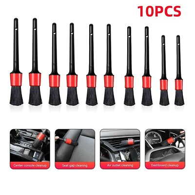 #ad #ad 10Pc Car Detailing Brush Kit Auto Interior Detail Brush Wash for Wheel Clean Set $7.59