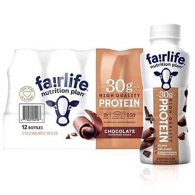 #ad Fairlife Nutrition Plan Chocolate 30 g. Protein Shake 11.5 fl. oz. 12 pk. $29.99
