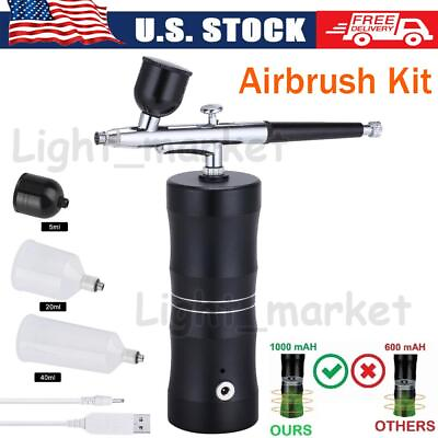 #ad Portable Air Compressor Kit Airbrush Paint Spray Gun Nail Art Tattoo Airbrush $20.99
