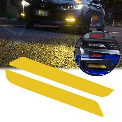 #ad 2x Yellow Fog Light Front Overlay Vinyl Tint Reflective Sticker For Honda Accord $13.65