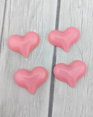 #ad 4 Pack Light Pink Heart Resin Flatback Heart Cabochon Hair Bow Center $3.00