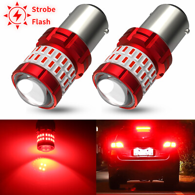 #ad #ad 1157 LED Strobe Flashing Brake Stop Tail Parking Light Bulb Bright Red 2X Canbus $13.00
