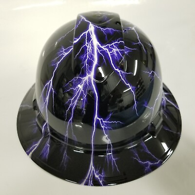#ad full brim hard hat custom hydro dipped IN MIDNIGHT LIGHTNING 🌩 STORM NEW $49.99