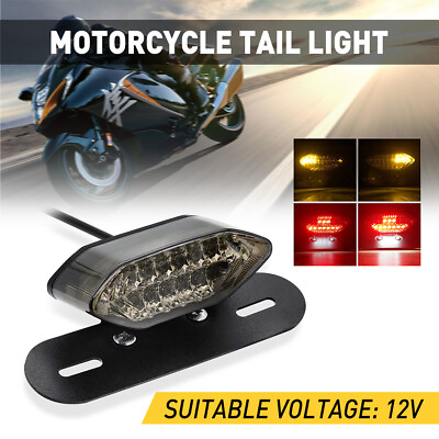 #ad Universal LED Rear Motorcycle Turn Signal Stop Brake Running Tail Light $13.99