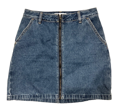 #ad Hollister Skirt Womens Size 1 Blue Denim Mini Ultra High Rise Zip Front Juniors $11.88