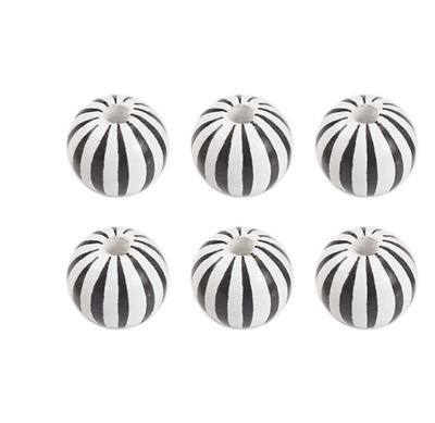 #ad 100pcs 16mm Leopard print Black White Striped Round wood Beads Accessories $11.99