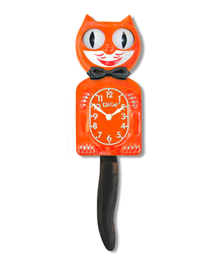 #ad Festive Orange Kit Cat Klock 15.5″ high Clock $92.95