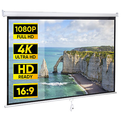 #ad 80#x27;#x27; Portable Projector Screen 16:9 4K HD Projection Screen Pull Down for Home $46.58