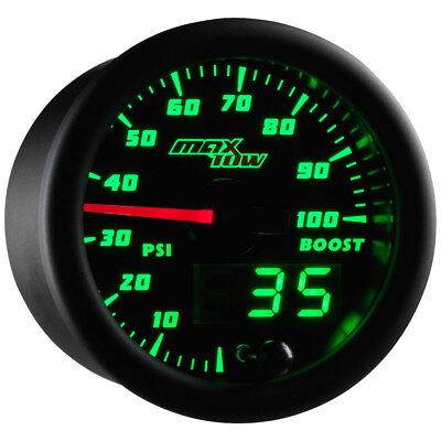 #ad 52mm Black amp; Green MaxTow Double Vision 100 PSI Diesel Boost Gauge $112.99