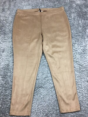 #ad Eloquii Skinny Suede Like Dress Pants Womens Size 22 Brown Soft Stretch $21.99