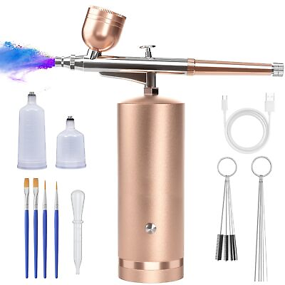 #ad Airbrush Kit With Compressor 48PSI Rechargeable Cordless Non Clogging High ... $34.19