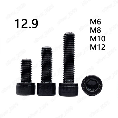 #ad Black 12.9 Steel DIN912 Hex Socket Bolts Cap Head Screws M6 M8 M10 M12 AU $145.52