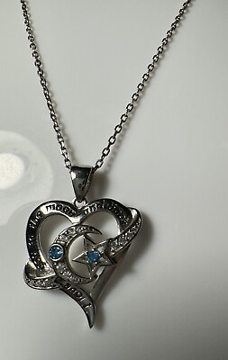 #ad Sterling Silver I Love You To The Moon Heart Necklace 18” Inch Sweet And Lovely $34.99