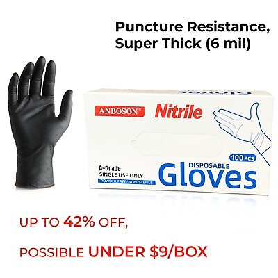 #ad 6 Mil Black Disposable Medical Exam Nitrile Gloves Latex amp; Powder Free 100 ct $13.49