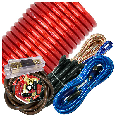 #ad Audiotek 4 Gauge Amp Kit Amplifier Install Wiring Complete 4 Ga Wire 2500W Red $27.99