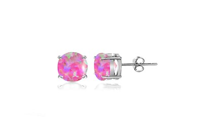 #ad 925 Sterling Silver Beautiful Opal Round Stud earrings Set For Women $9.99