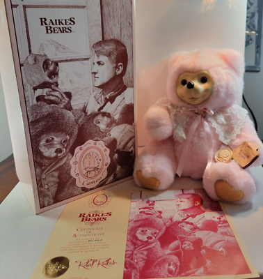 #ad Robert Raikes Cameo Bear Pink w White Face 13” Certificate and Box Numbered $74.00