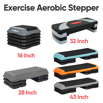 #ad 16quot; 28quot; 31quot; 43quot; Exercise Stepper Home Aerobic Step Training Fitness w 4 Risers $31.58