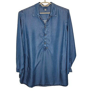 #ad J Jill Denim Chambray Popover Tunic 2X Blue Pockets $29.95