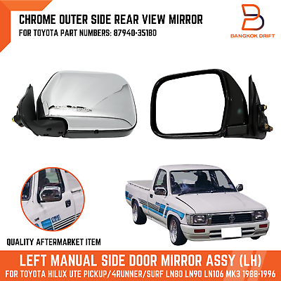 #ad LH Left Chrome Wing Door Side Mirror Toyota Pickup LN85 LN95 LN106 4Runner 88 97 $87.50