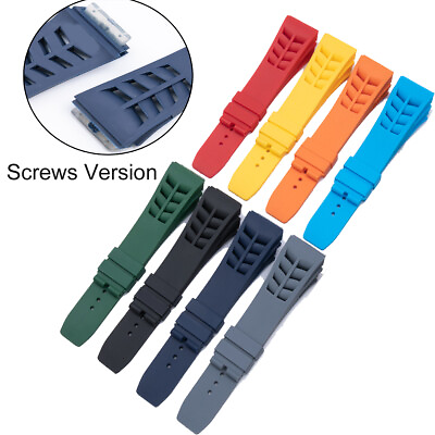 #ad 25mm Rubber Scews Version Watch Band Strap For RICHARD MILLE RM53 RM055 RM011 $16.99