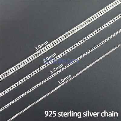 #ad #ad Real 925 Sterling Silver Curb Chain Necklace 1.2 3.0mm Unisex Stamped Italy $36.09