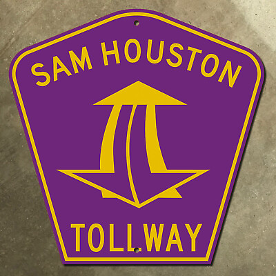 #ad Texas Sam Houston Tollway beltway 8 route highway marker road sign 1983 12x12 $92.65