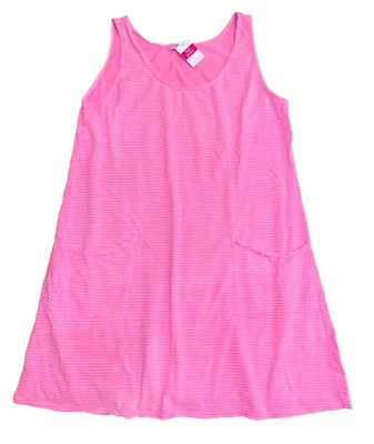 #ad FRESH PRODUCE 1X Cosmos PINK Pinstripe DRAPE Cotton Jersey Dress $75 NWT 1X $52.50