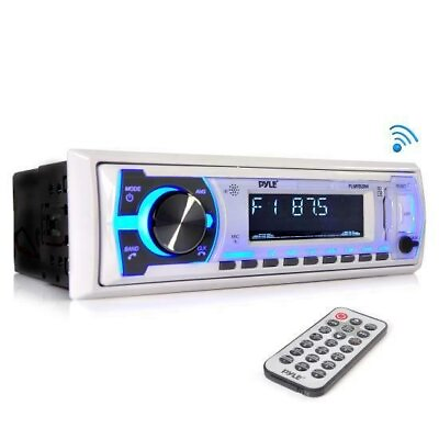 #ad pyle PLMRB29W Pyle Marine Bluetooth Stereo Radio Music Streaming White $38.99