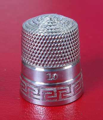 #ad VINTAGE STERLING SILVER 925 SIZE 10 THIMBLE GEOMETRIC MODERN DESIGN AWESOME $35.00