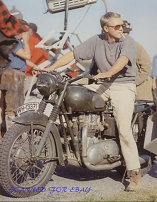 #ad THE GREAT ESCAPE STEVE MCQUEEN BEHIND THE SCENES ON MOTORCYCLE $4.95