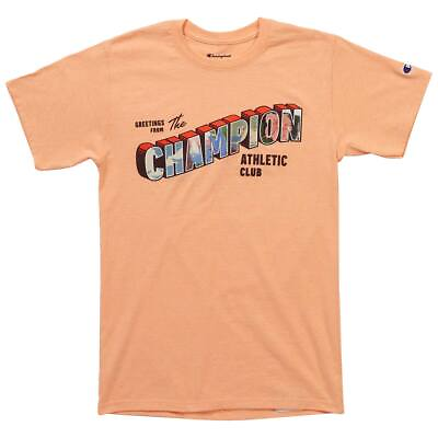 #ad Champion Mens Crew Neck Graphic T Shirt Coral 2XL $6.82
