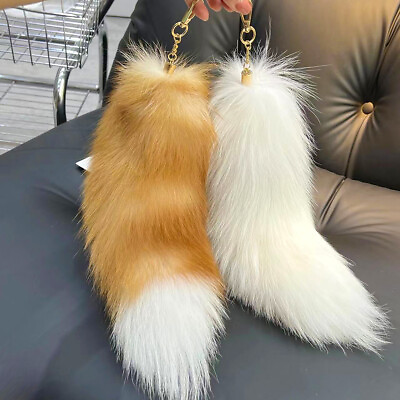 #ad Real Fox Fur Tail Keyring Bag Charm HandBag Purse Pendant Cosplay Tools Tassels $8.98