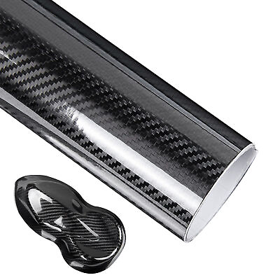 #ad 30x300cm 4D Gloss Black Carbon Fibre Fiber Vinyl Car Wrap Air Release Film $17.46