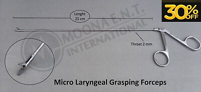 #ad ENT Micro Laryngeal Grasper Forceps 25cm Length amp; 2mm Throat Surgical Forceps $46.48