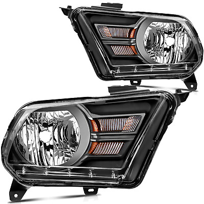 #ad Headlight Assembly Fits 2010 2014 Ford Mustang Black Housing LeftRight Headlamp $76.88