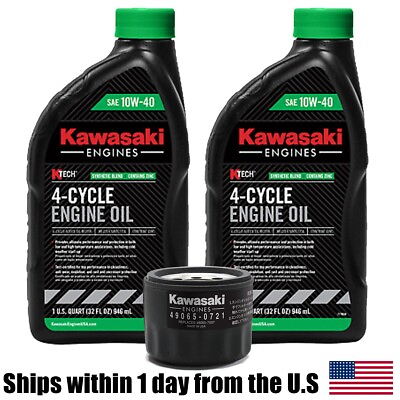 #ad Genuine OEM Kawasaki Engine Oil Change Kit 99969 6296 49065 0721 10W40 4 Cycle $31.99